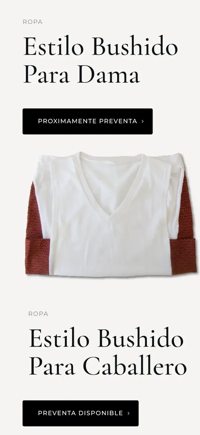 Mobile collection of Bushido clothing for women and men